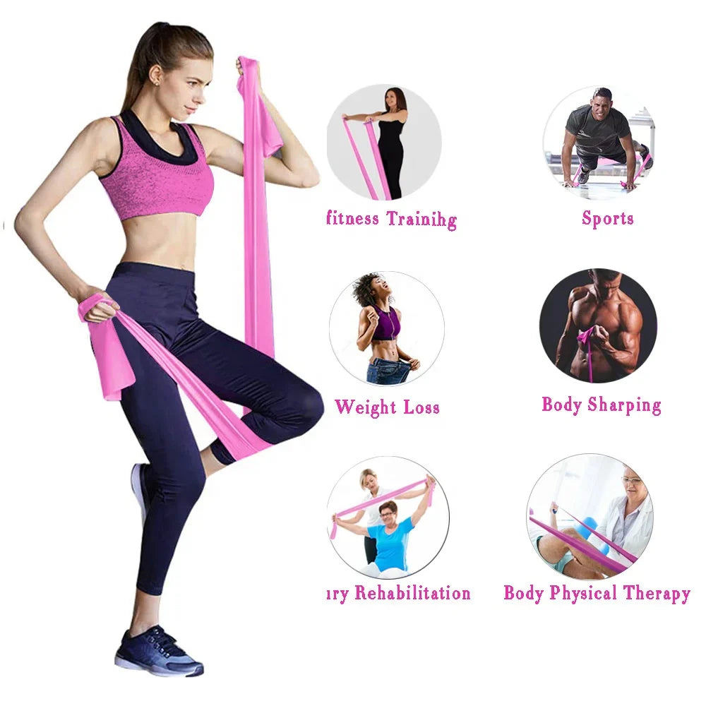 Custom logo Physical Therapy Stretching Yoga Bands Gym Pilates Exercise Resistance Band Elastic Fitness Bands Sets