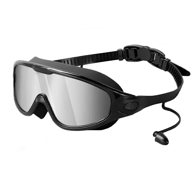 Professional Wide Vision Anti Fog Swimming Goggles with Earplug No Leaking UV Protection Swim Goggles for Women Men Adult