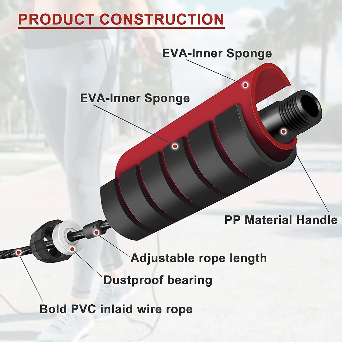 Factory Price Custom Steel Wire Foam Handle Black High Quality Speed Skipping Heavy Pvc Weighted Jump Ropes