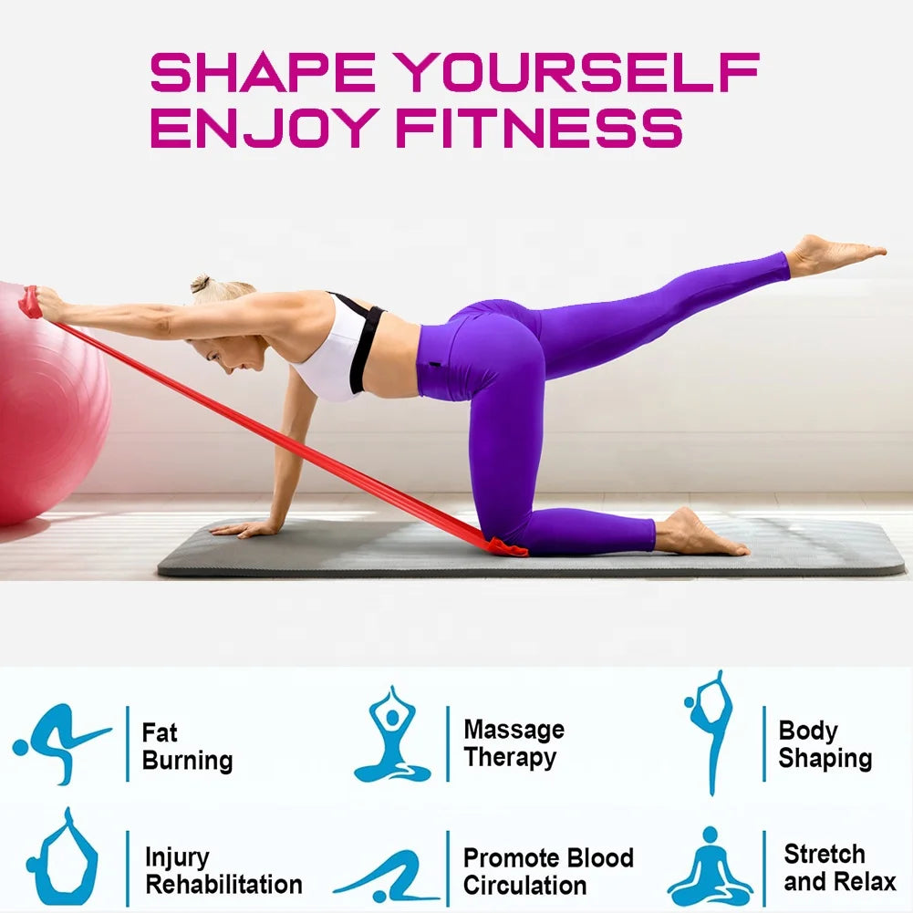 Yoga Stretch Strips Resistance Bands Elastic Physical Therapy Gym Workout Home Exercise Fitness Bands Body Building Equipment
