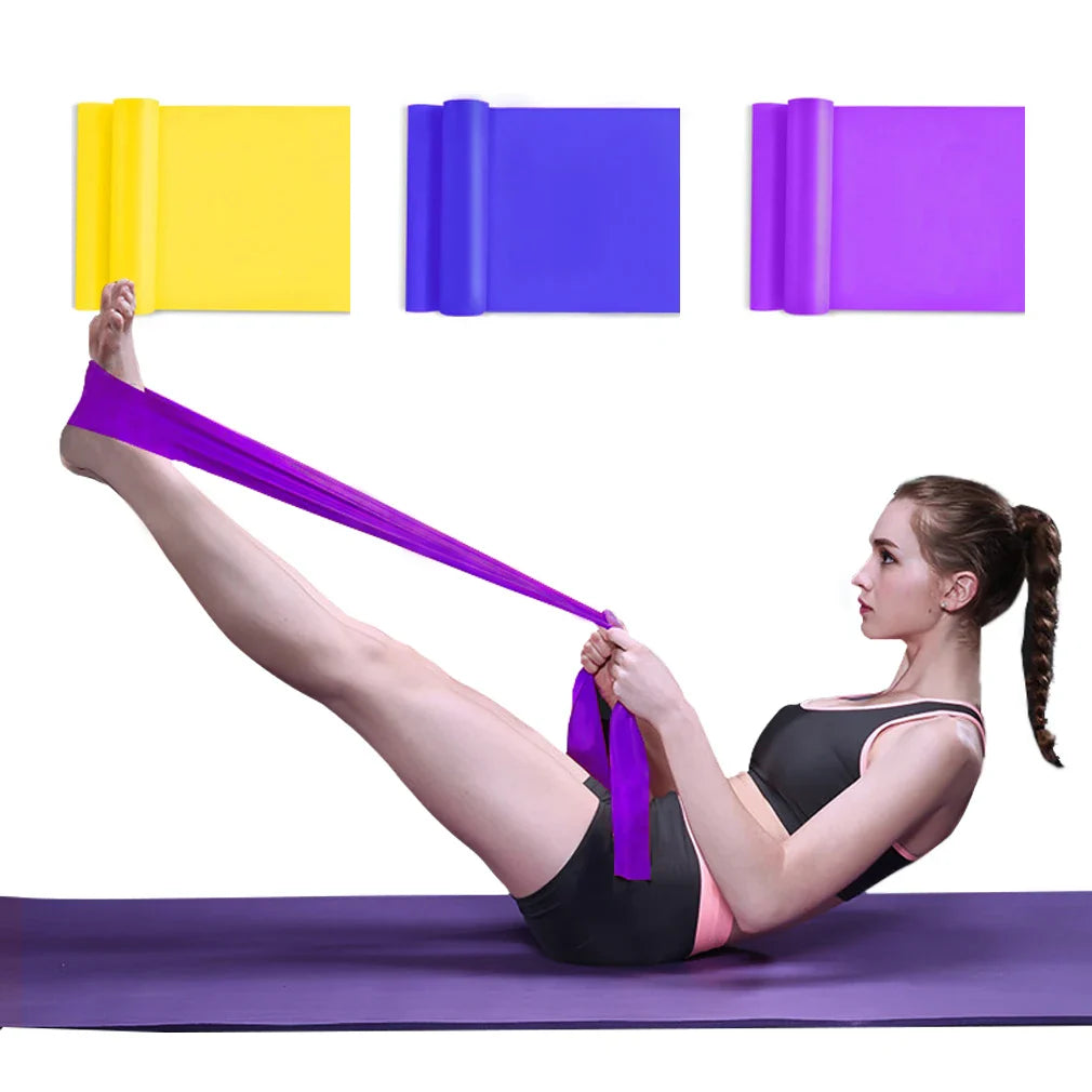 Yellow Blue Purple 3 Pack TPE Yoga Workout Fitness Home Exercise Band Strips Resistance Bands Sets