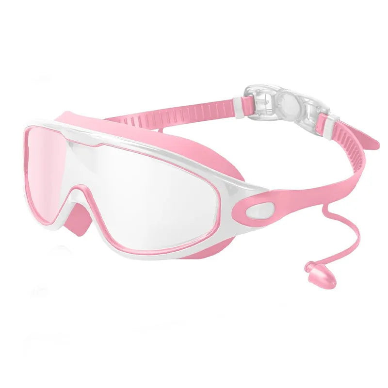 Professional Wide Vision Anti Fog Swimming Goggles with Earplug No Leaking UV Protection Swim Goggles for Women Men Adult