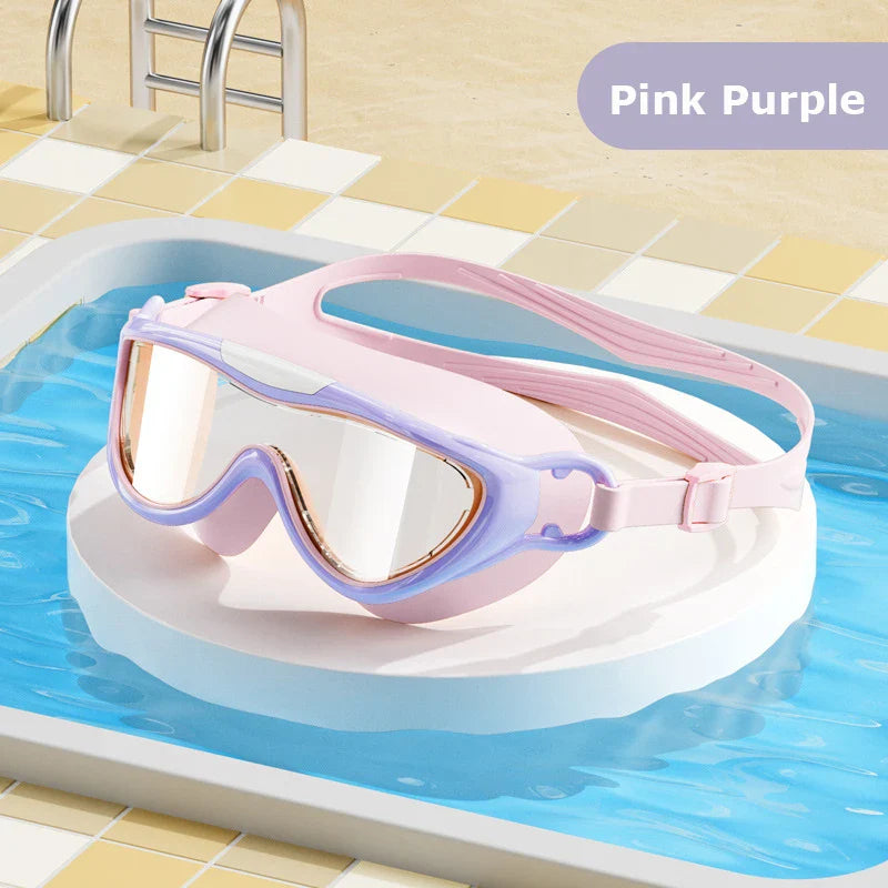 2024 HD Customized Anti Fog Swim Glasses Professional Silicone Cartoon Colorful Children Swimming Goggles for Kids