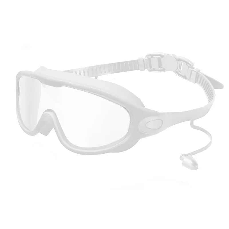 Professional Wide Vision Anti Fog Swimming Goggles with Earplug No Leaking UV Protection Swim Goggles for Women Men Adult