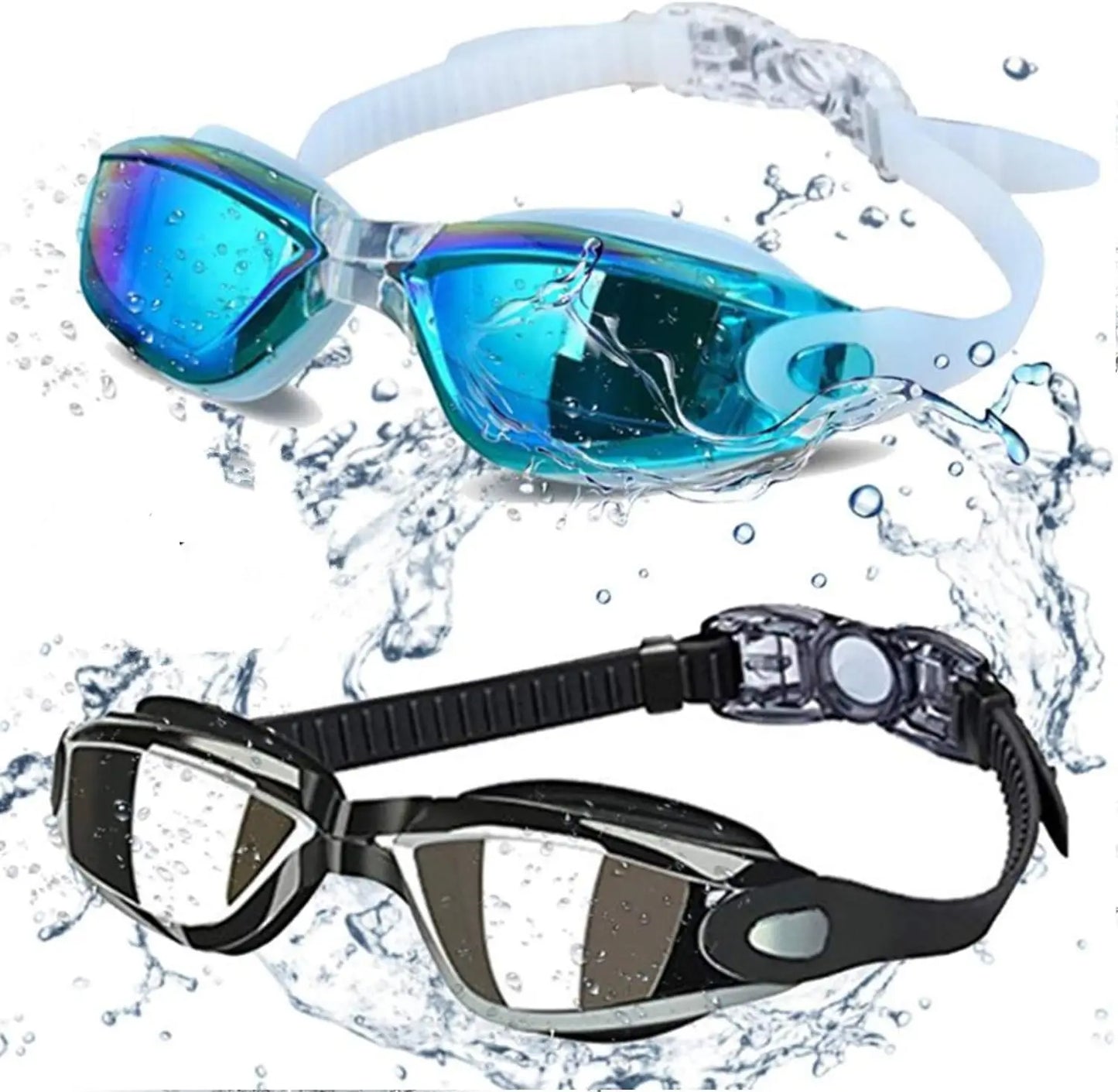 2 Packs of Professional Anti Fog Swimming Goggles No Leaking UV Protection Wide View Swim Goggles for Women Men Adult Kids
