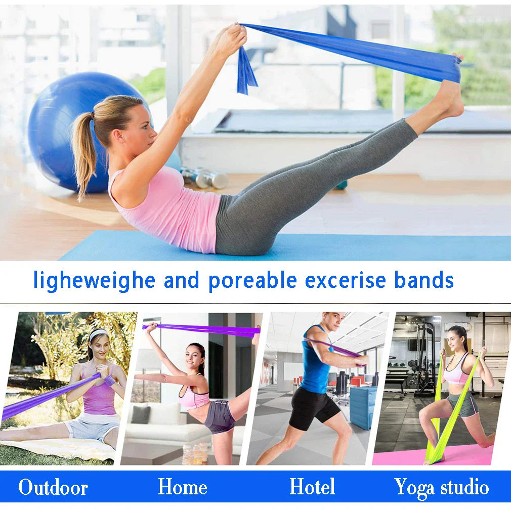 Yellow Blue Purple 3 Pack TPE Yoga Workout Fitness Home Exercise Band Strips Resistance Bands Sets