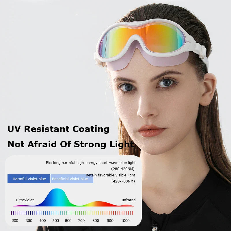 Adjustable HD Silicone Unisex Large Mirror Anti-fog Swim Glasses Outdoor Pool Anti-UV Eyes Protection Swimming Glasses