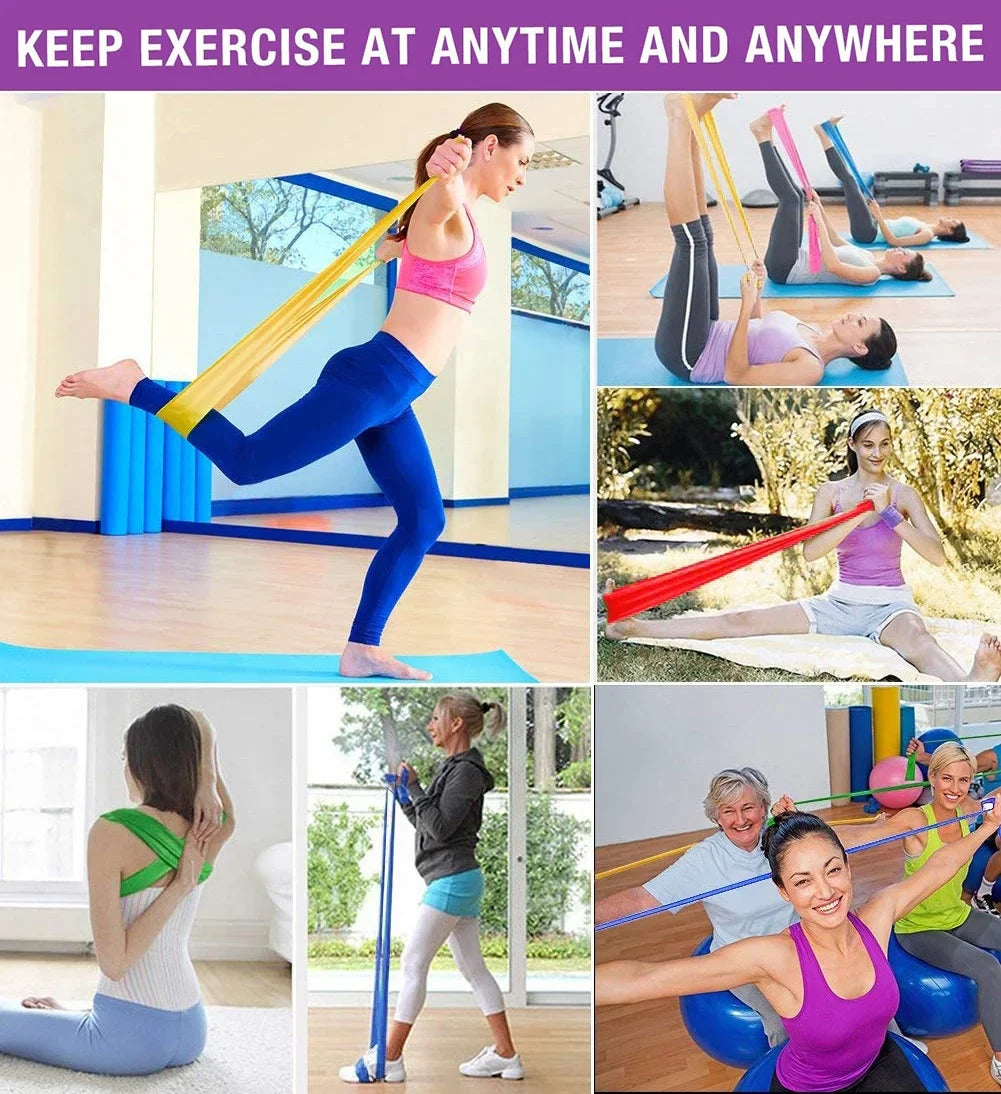 Elastic Physical Therapy Yoga Stretch Strips Bands Workout Home Gym Exercise Resistance Bands Body Building Sport Fitness Bands