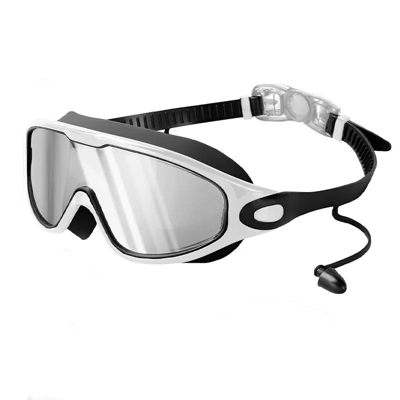 Professional Wide Vision Anti Fog Swimming Goggles with Earplug No Leaking UV Protection Swim Goggles for Women Men Adult