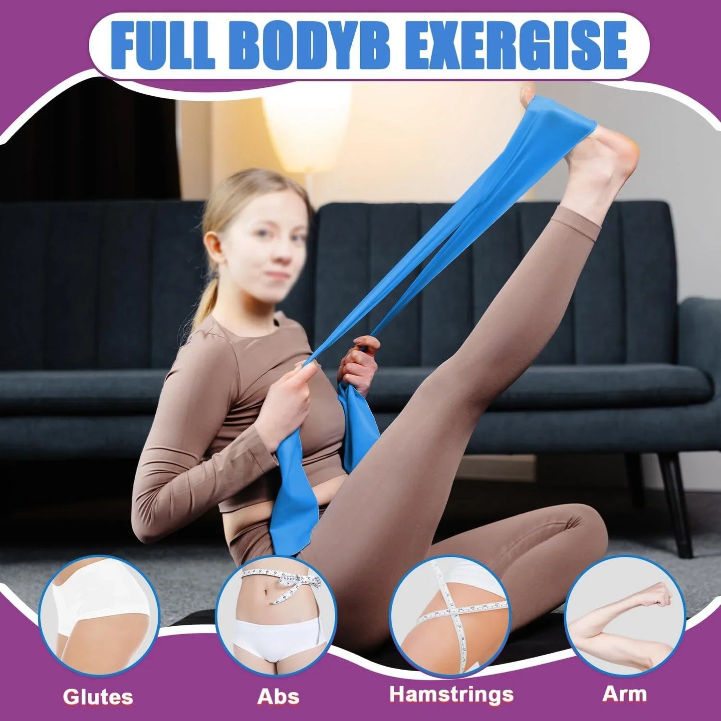 4pcs Yoga Stretching Resistance Bands Set, Elastic Fitness Bands Exercise Gym Workout Bands Strength Training,physical Therapy