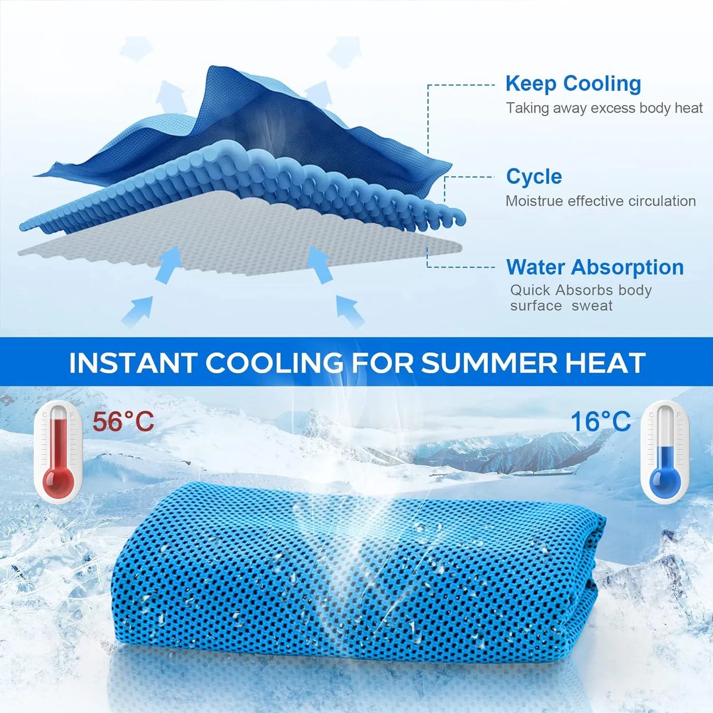 Soft Breathable Chilly Microfiber Towel Yoga Sport Running Gym Workout Camping Fitness Workout Cooling Ice Towels