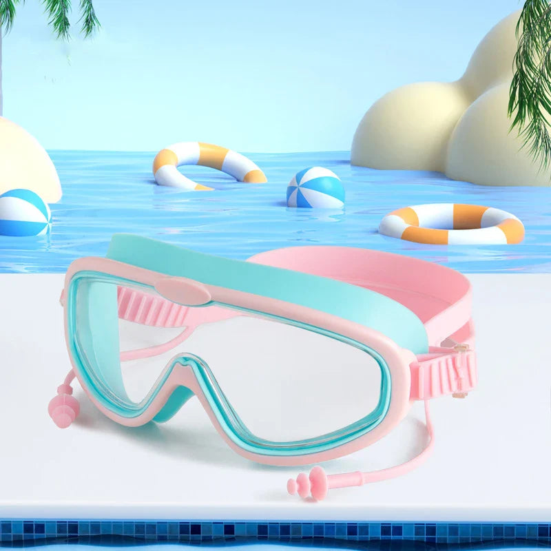 2024 Customized Logo Children Cartoon Pool Swim Eye Protection Glasses Boys and Girls Colorful Anti Fog Kids Swimming Goggles