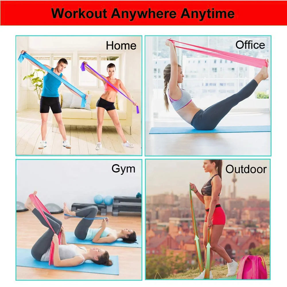 Elastic Stretching Yoga Bands Resistance Fitness Exercise Band Sets Gym Home Workout Body Building 1500mm