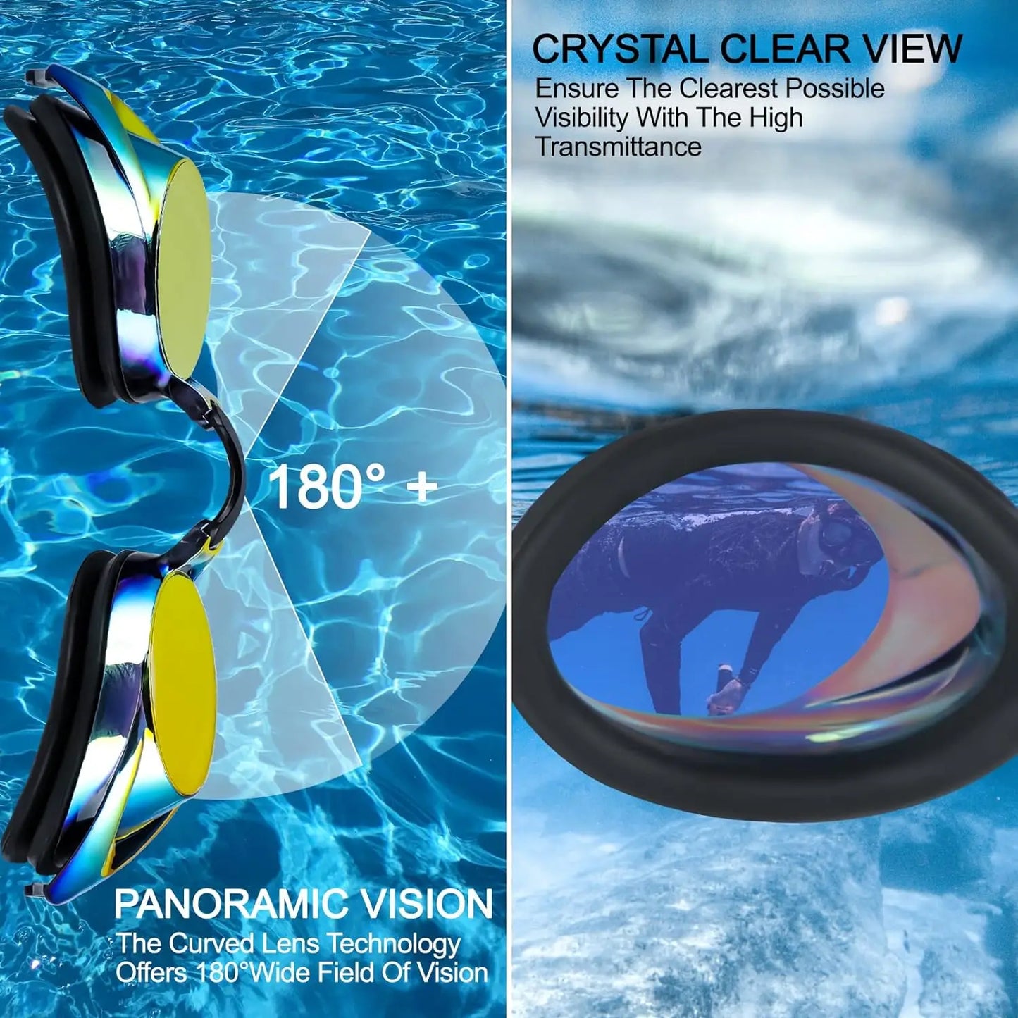 Professional Anti Fog Swim Goggles Adjustable Nose Bridge No Leaking UV protection Wide Vision Swimming Goggles for Kids Adults