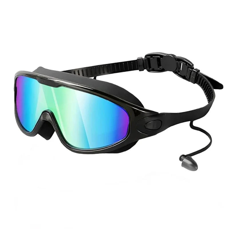 Professional Wide Vision Anti Fog Swimming Goggles with Earplug No Leaking UV Protection Swim Goggles for Women Men Adult