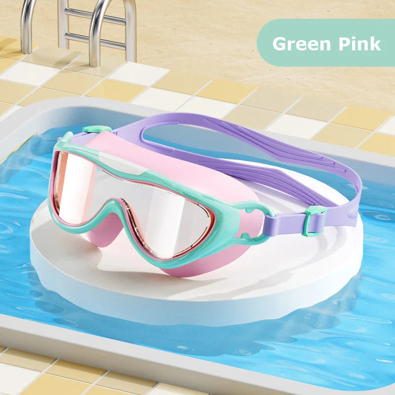 2024 HD Customized Anti Fog Swim Glasses Professional Silicone Cartoon Colorful Children Swimming Goggles for Kids