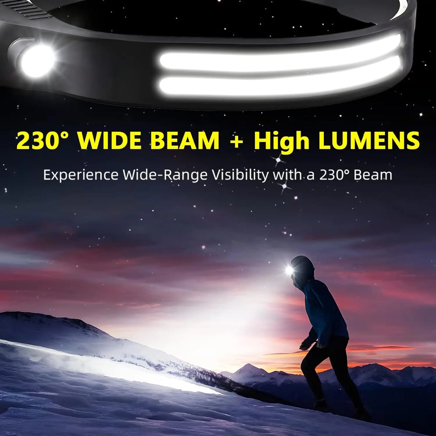 Adjustable Lightweight Rechargeable Waterproof Led Headlamp Head Torch Flashlight for Hiking,Running,Repairing,Fishing,Cycling