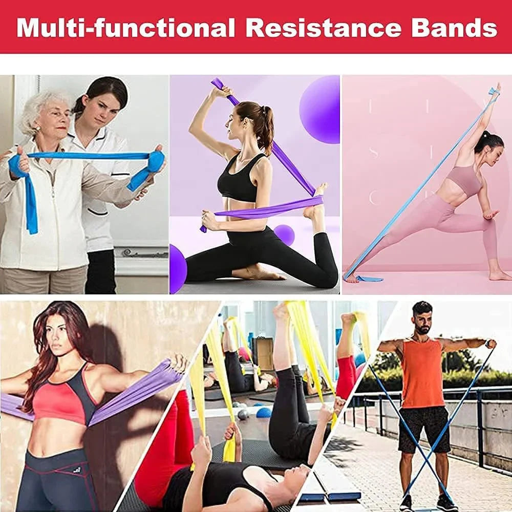 4pcs Yoga Stretching Resistance Bands Set, Elastic Fitness Bands Exercise Gym Workout Bands Strength Training,physical Therapy