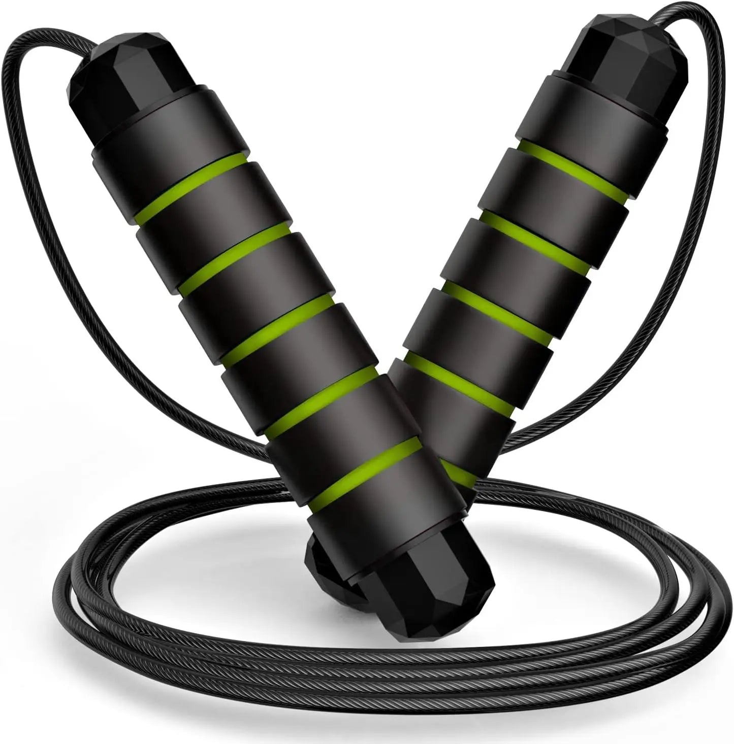 Jump Rope Tangle-Free Rapid Speed Jumping Cable Ball Bearings Adjustable Steel Workout Foam Handles Fitness Home Exercise