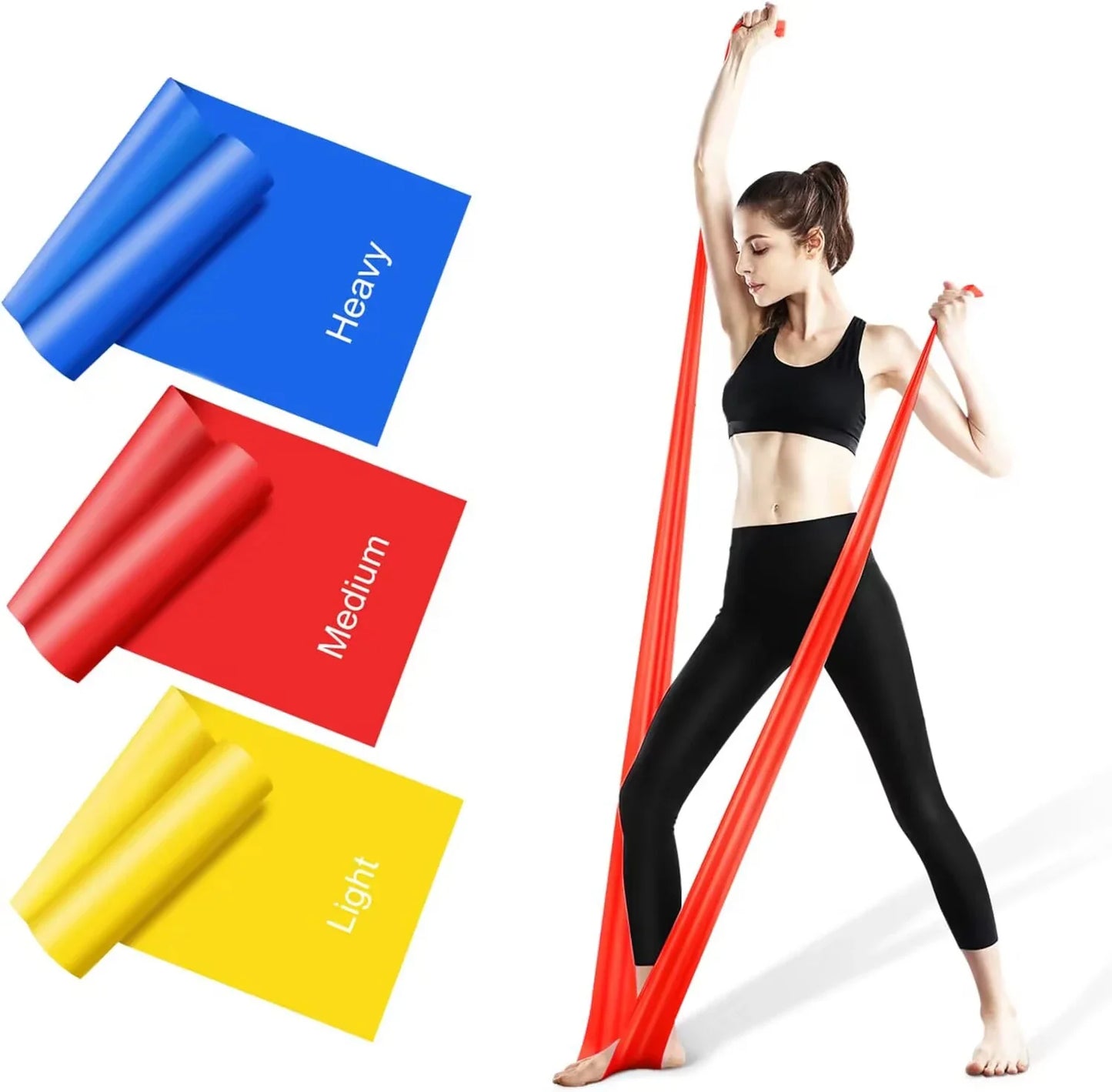 Zakerda Custom Logo Eco-Friendly Fitness Bands Red Yellow Blue Latex Yoga Hip Resistance Bands Set Heavy Workout Elastic TPE