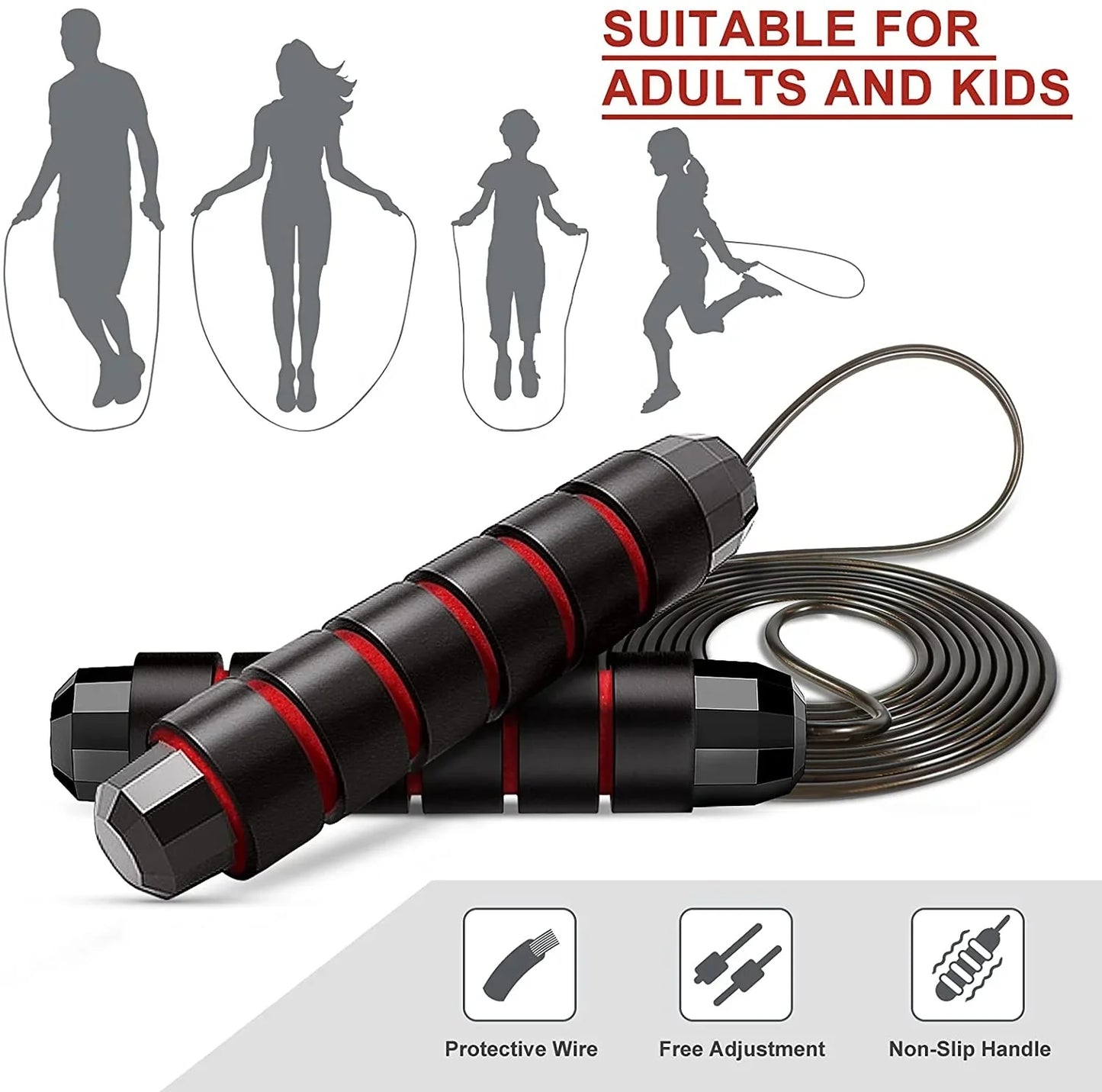 Factory Price Custom Steel Wire Foam Handle Black High Quality Speed Skipping Heavy Pvc Weighted Jump Ropes