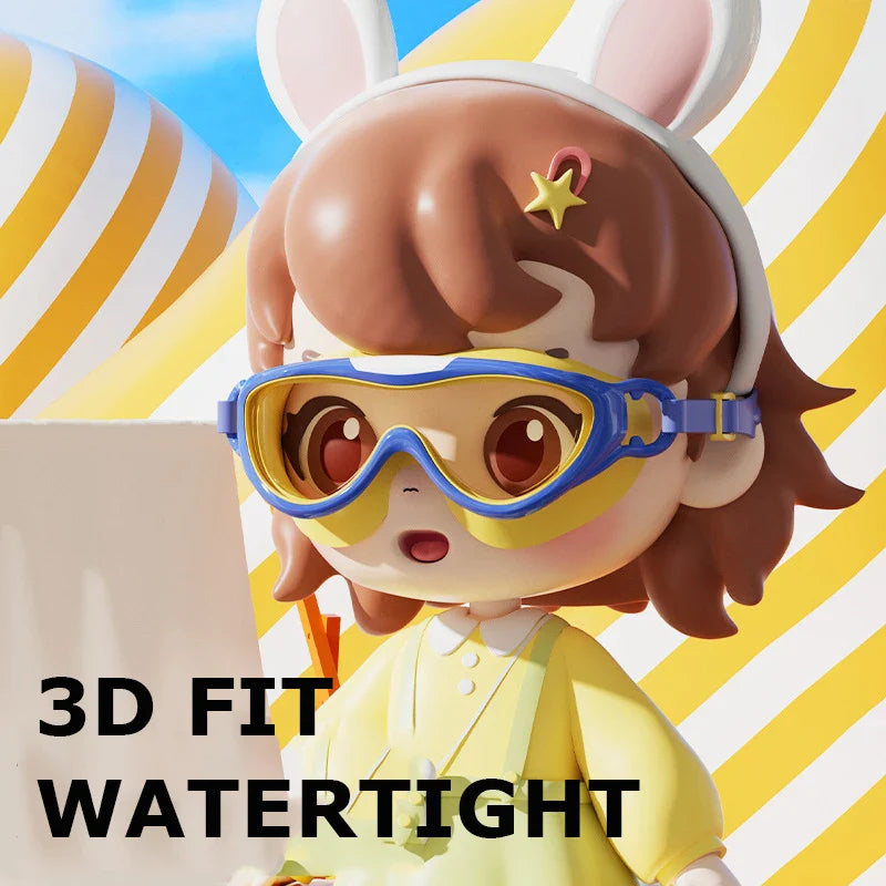 2024 HD Customized Anti Fog Swim Glasses Professional Silicone Cartoon Colorful Children Swimming Goggles for Kids