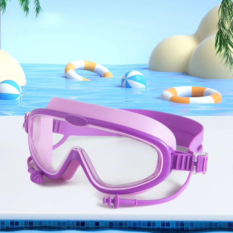 2024 Customized Logo Children Cartoon Pool Swim Eye Protection Glasses Boys and Girls Colorful Anti Fog Kids Swimming Goggles