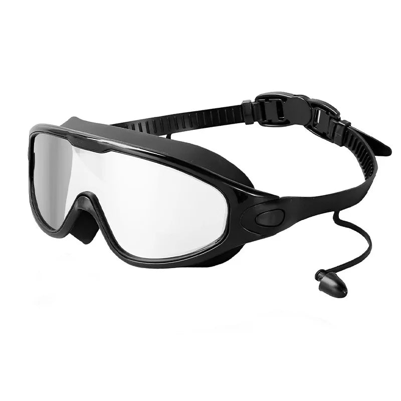 Professional Wide Vision Anti Fog Swimming Goggles with Earplug No Leaking UV Protection Swim Goggles for Women Men Adult