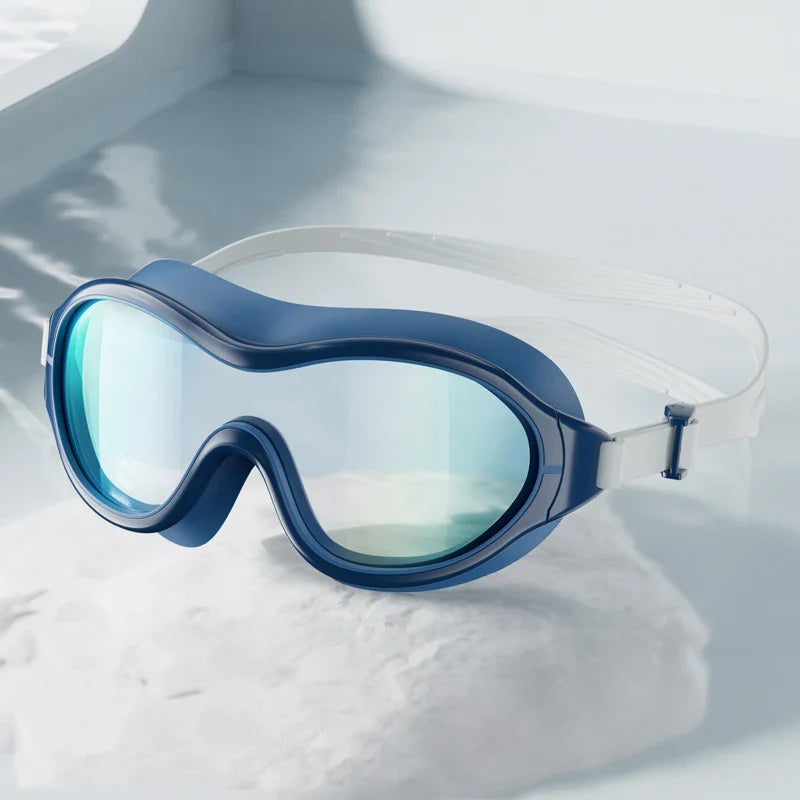 Adjustable HD Silicone Unisex Large Mirror Anti-fog Swim Glasses Outdoor Pool Anti-UV Eyes Protection Swimming Glasses