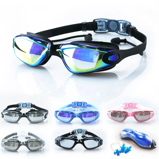 Professional Anti Fog Swimming Goggles with Earplug No Leaking UV Protection Wide View Swim Goggles for Women Men Adult Kids