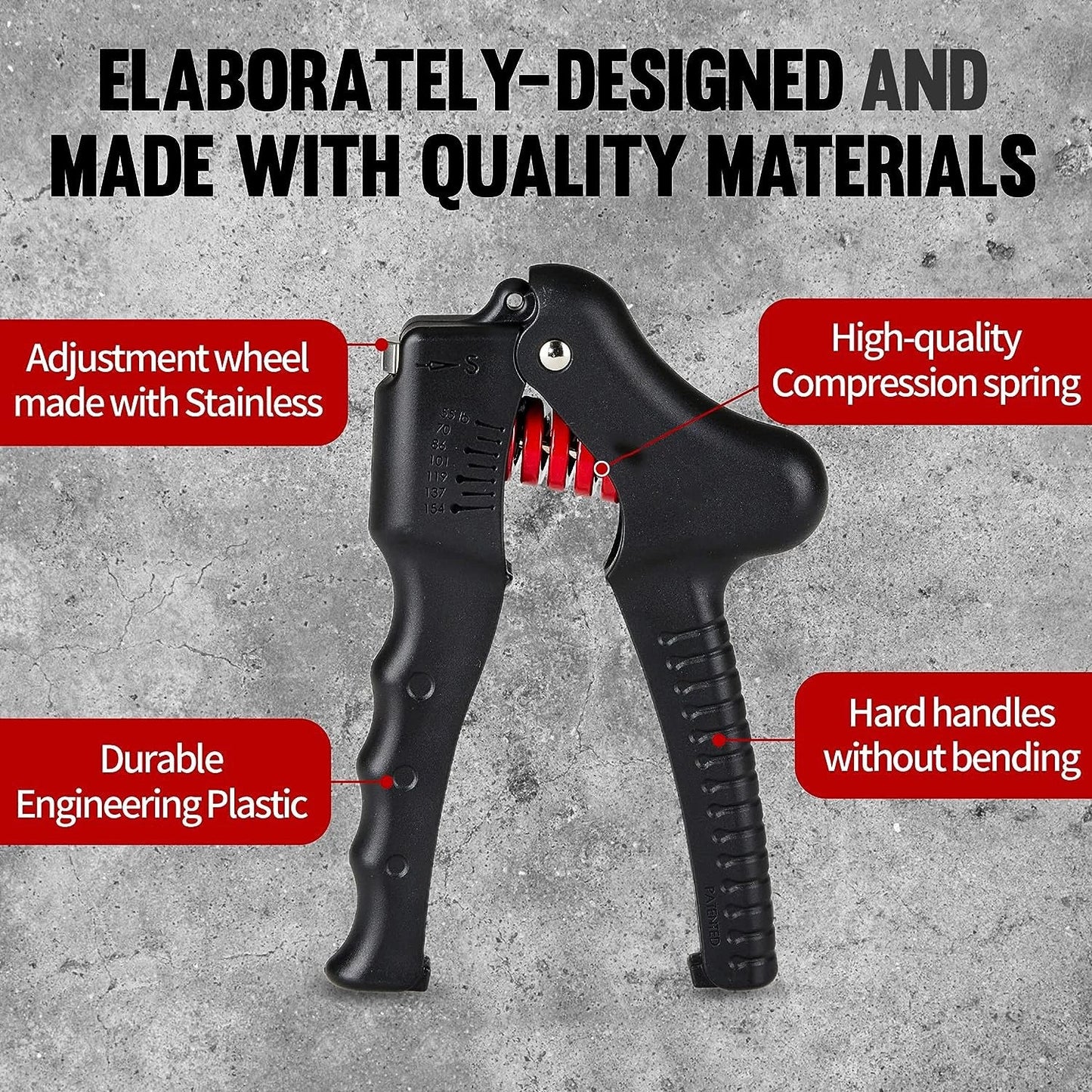 Custom Logo Print Metal Gym Gripper Normal Adjustable Spring Fitness Equipment Hand Strengthener Grip Hand Grip