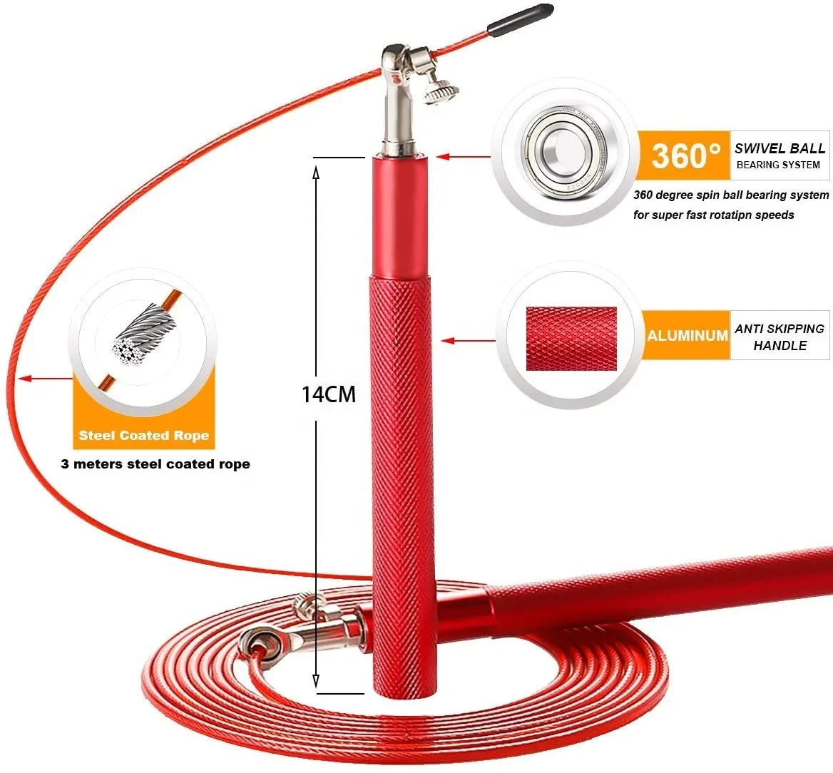 Speed Jump Rope  Bearing Skipping Rope Fitness Training Weight Rope Adjustable Steel Wire Aluminum Alloy Handle Sport Exercise