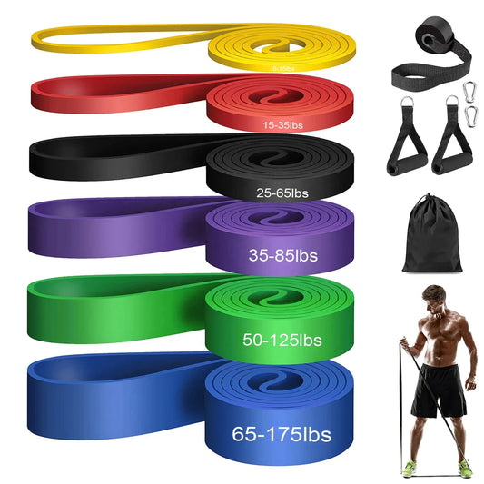 Latex Rubber Pull up Assistant Resistance Fitness Bands with Handles for Workout Gym Exercise Strength Training Body Building