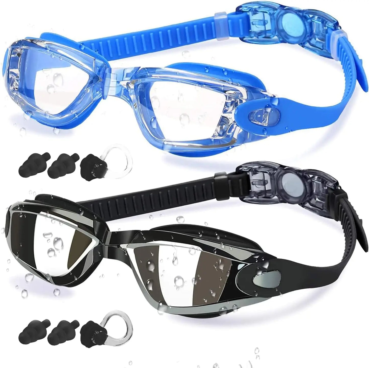2 Packs of Professional Anti Fog Swimming Goggles No Leaking UV Protection Wide View Swim Goggles for Women Men Adult Kids