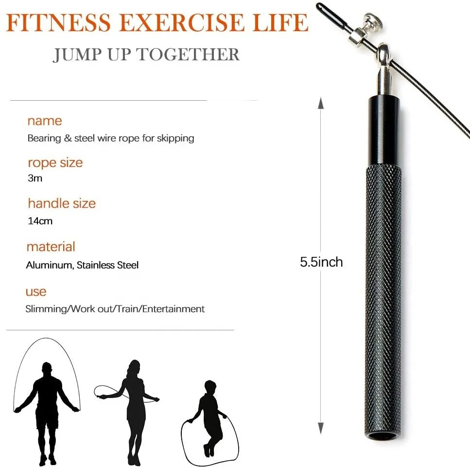 Speed Jump Rope  Bearing Skipping Rope Fitness Training Weight Rope Adjustable Steel Wire Aluminum Alloy Handle Sport Exercise