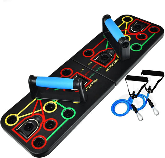 Push up Board With Resistance Bands Portable Home Gym Equipment for Men Women Muscle Strength Training Fitness Bodybuilding