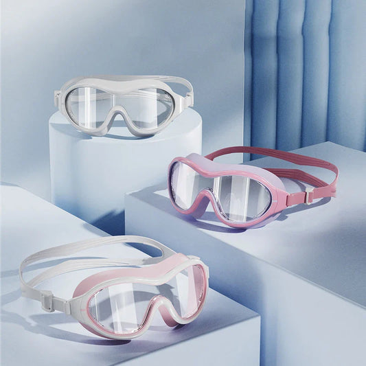 Adjustable HD Silicone Unisex Large Mirror Anti-fog Swim Glasses Outdoor Pool Anti-UV Eyes Protection Swimming Glasses