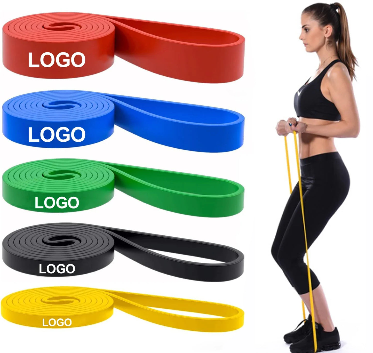Custom Latex Rubber Pull up Assist Resistance Bands with Handles Gym Workout Bands for Exercise Strength Training Body Building