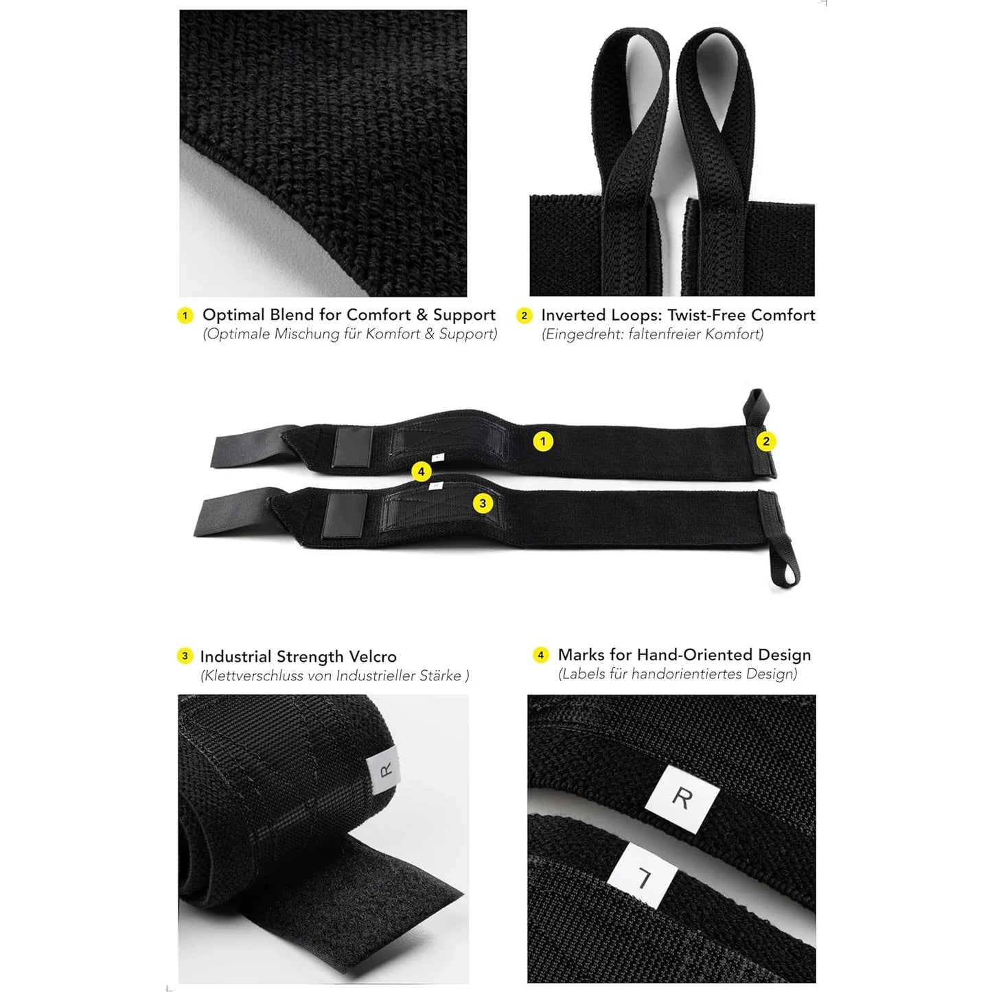 Weightlifting Workout Wrist Wraps Equipment Gym Home Use Bench Press Push Ups Wrist Support Unisex Colorful Black Grey