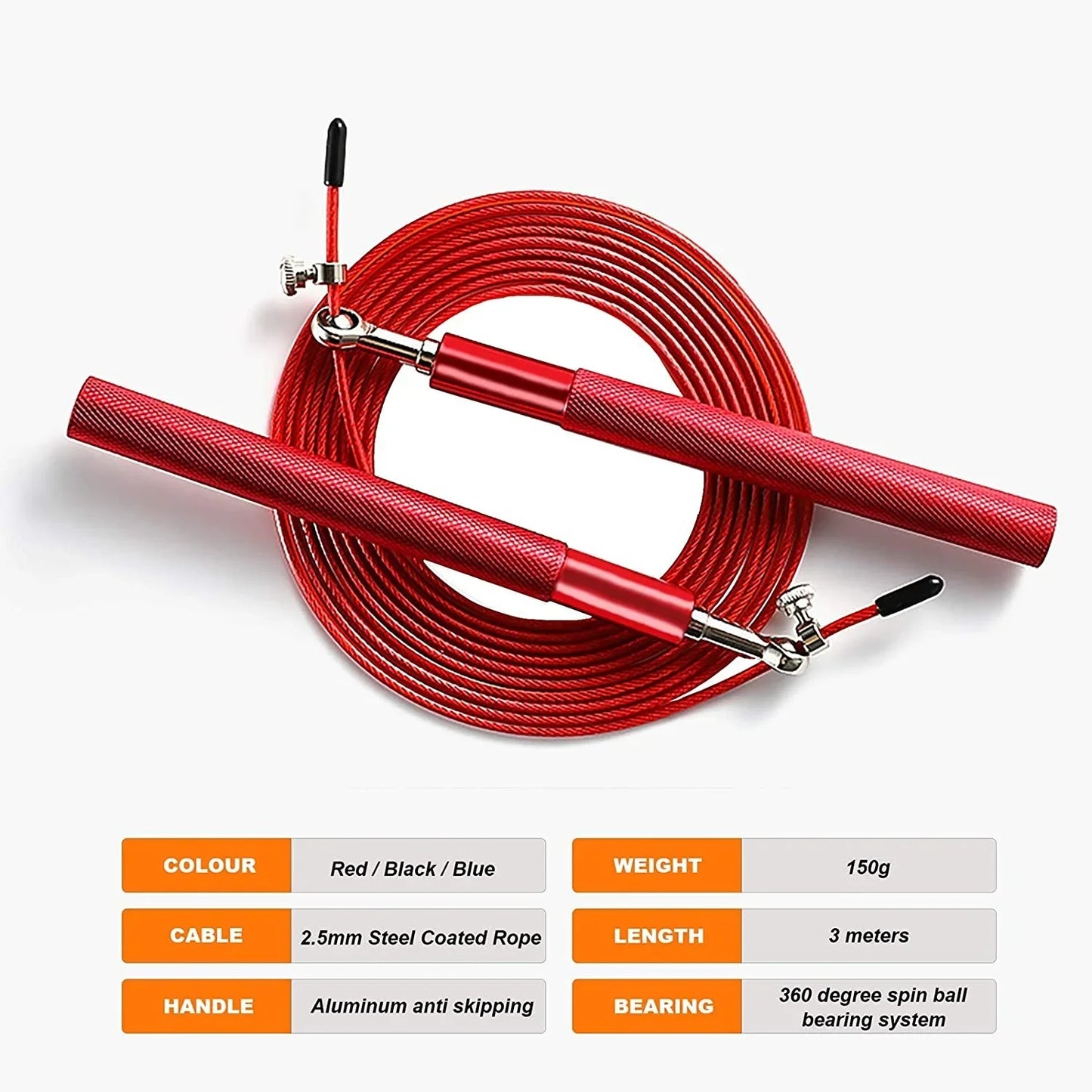 Speed Jump Rope  Bearing Skipping Rope Fitness Training Weight Rope Adjustable Steel Wire Aluminum Alloy Handle Sport Exercise