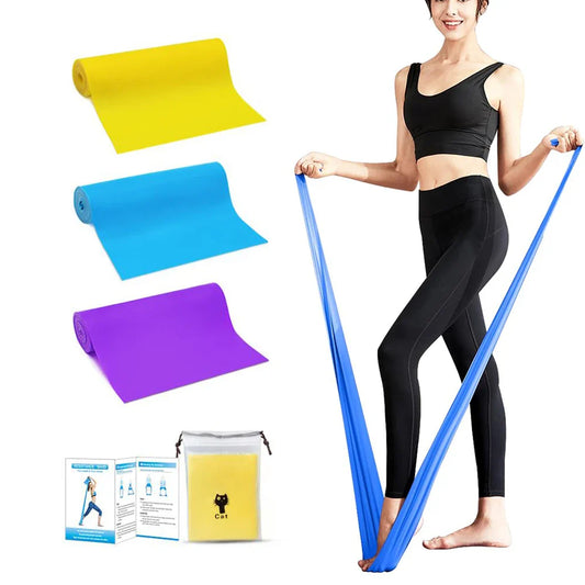 Yoga Pilates Elastic Bands Gym Workout Home Exercise Fitness Bands Physical Therapy Stretch Strips Bands Set Body Building