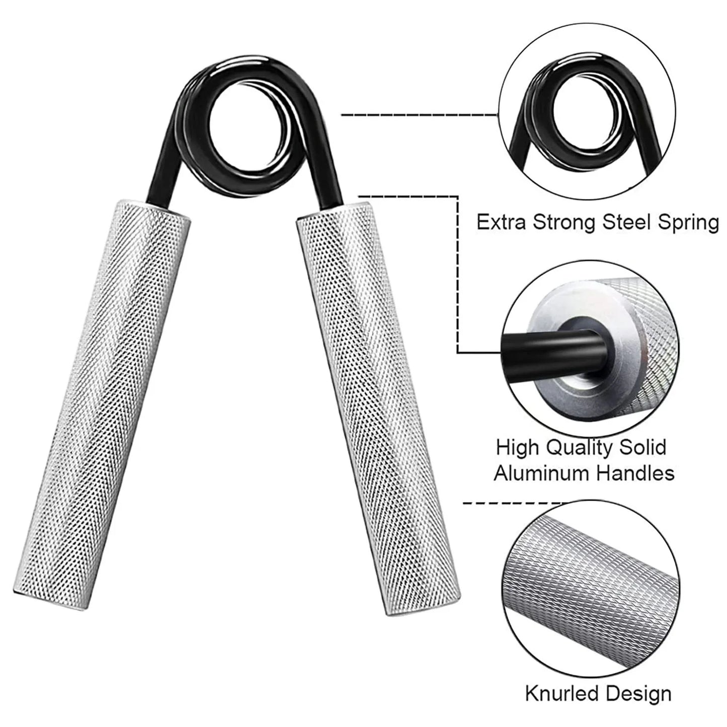 Aluminum Alloy Hand Grip Strength Trainer Exercise Workout Gym Fitness Squeezer Gripper Strengthener Training 50-300 LBS