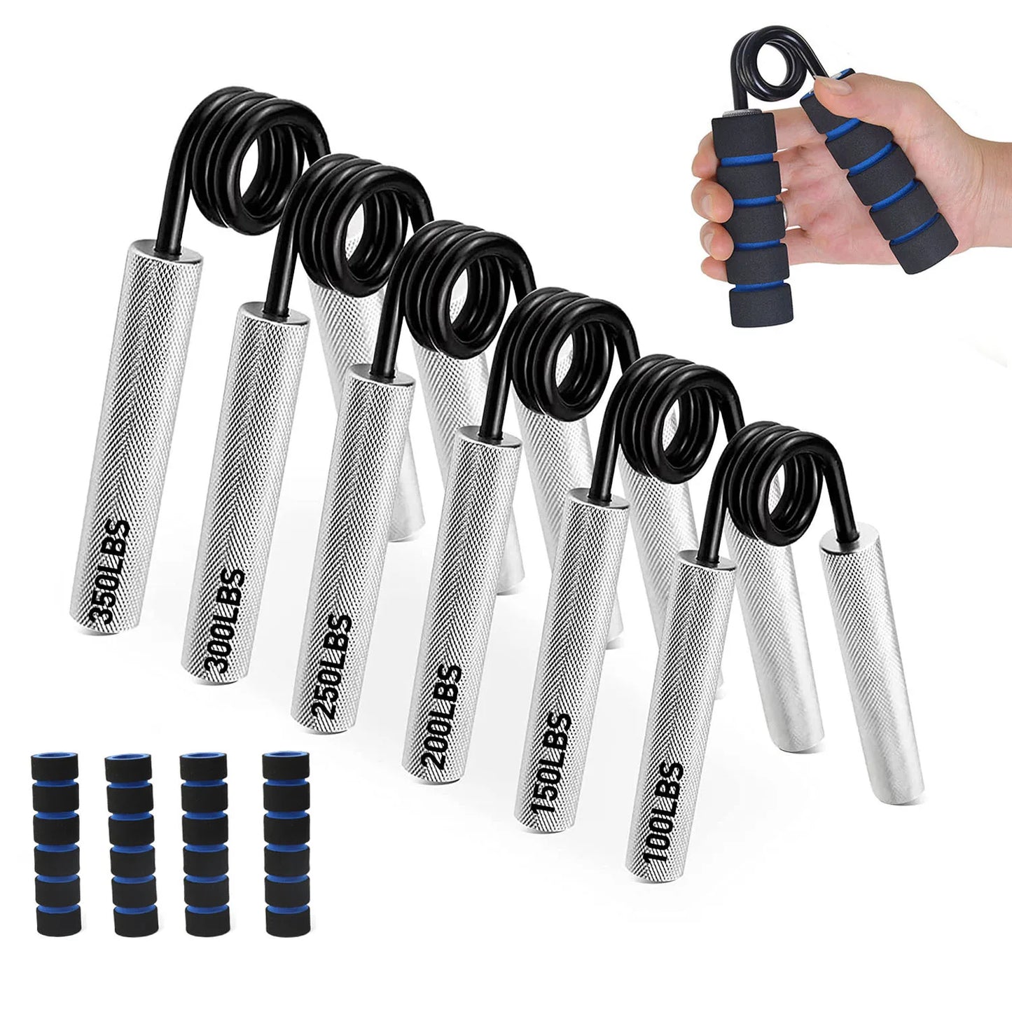 Aluminum Alloy Hand Grip Strength Trainer Exercise Workout Gym Fitness Squeezer Gripper Strengthener Training 50-300 LBS