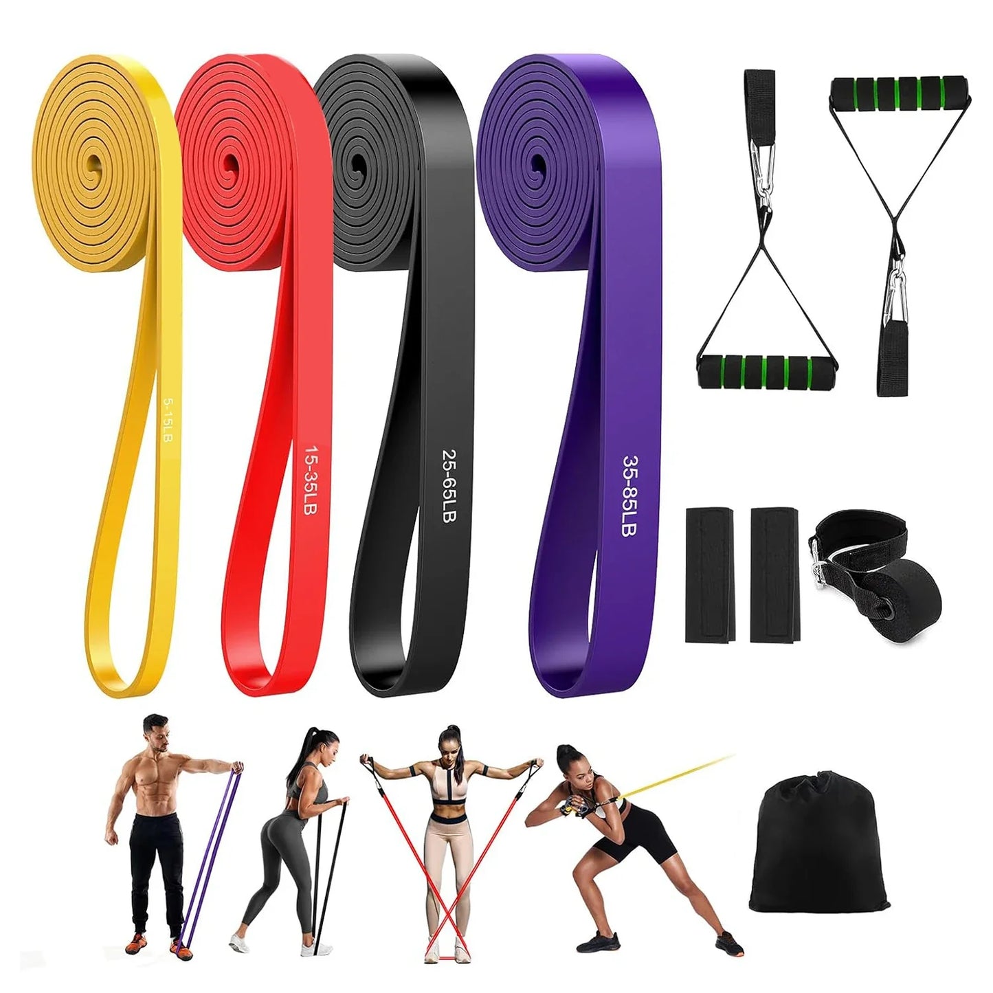 Custom Latex Rubber Pull up Assist Resistance Bands with Handles Gym Workout Bands for Exercise Strength Training Body Building