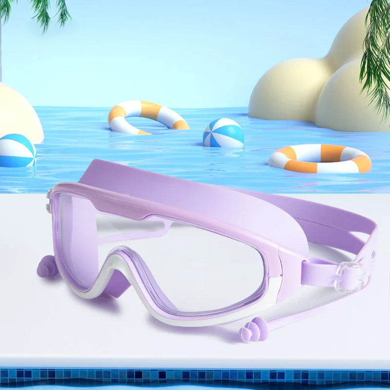 2024 Customized Logo Children Cartoon Pool Swim Eye Protection Glasses Boys and Girls Colorful Anti Fog Kids Swimming Goggles