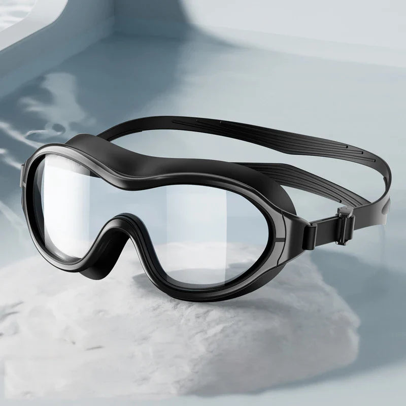 Adjustable HD Silicone Unisex Large Mirror Anti-fog Swim Glasses Outdoor Pool Anti-UV Eyes Protection Swimming Glasses