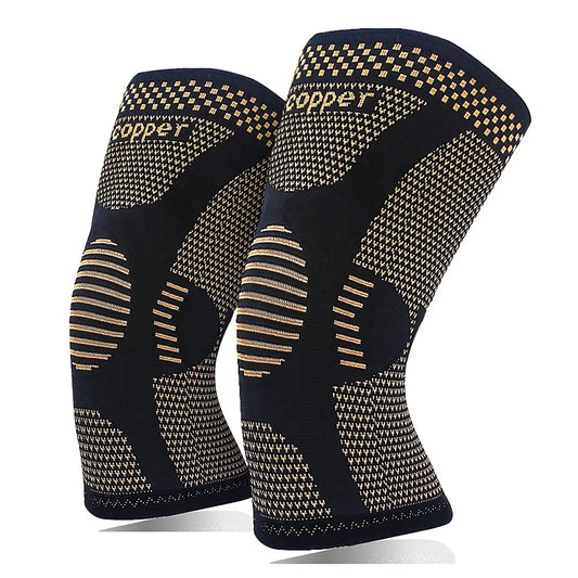 New Copper Fabric Compression Knee Sleeve Elastic Fitness Knee Brace Exercise Workout Knee Support for Sport Gym Running Unisex