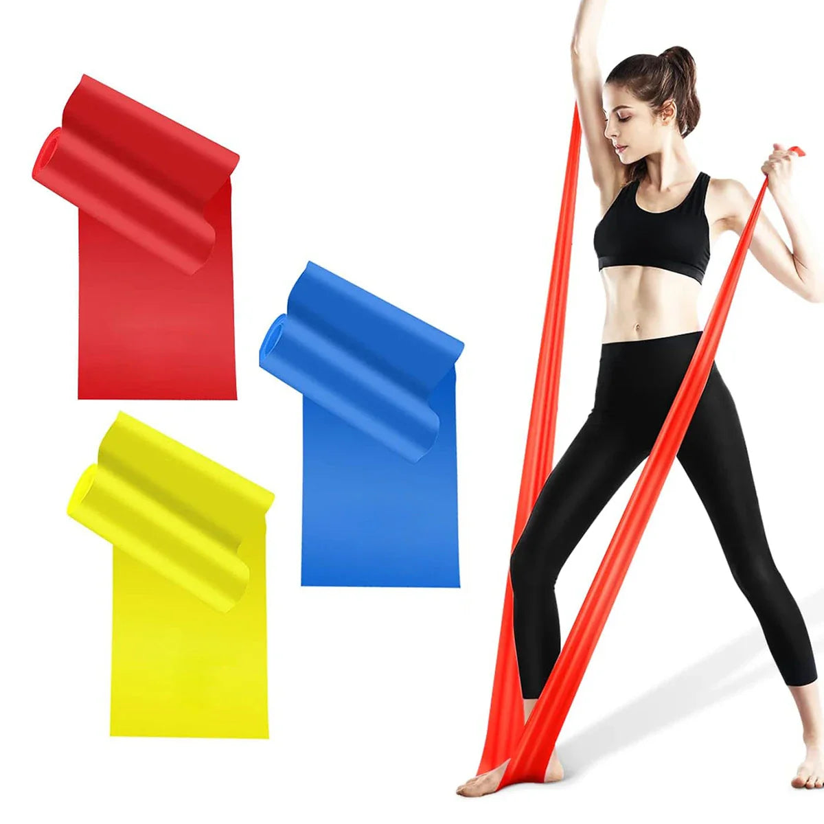 Zakerda Custom Logo Eco-Friendly Fitness Bands Red Yellow Blue Latex Yoga Hip Resistance Bands Set Heavy Workout Elastic TPE