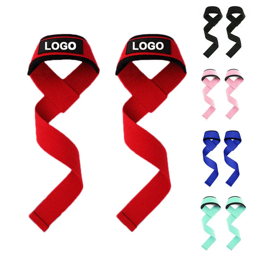 Custom Logo Neoprene Padded Weight Lifting Straps,Gym Workout Fitness Pull up Wrist Straps for  Powerlifting, Strength Training