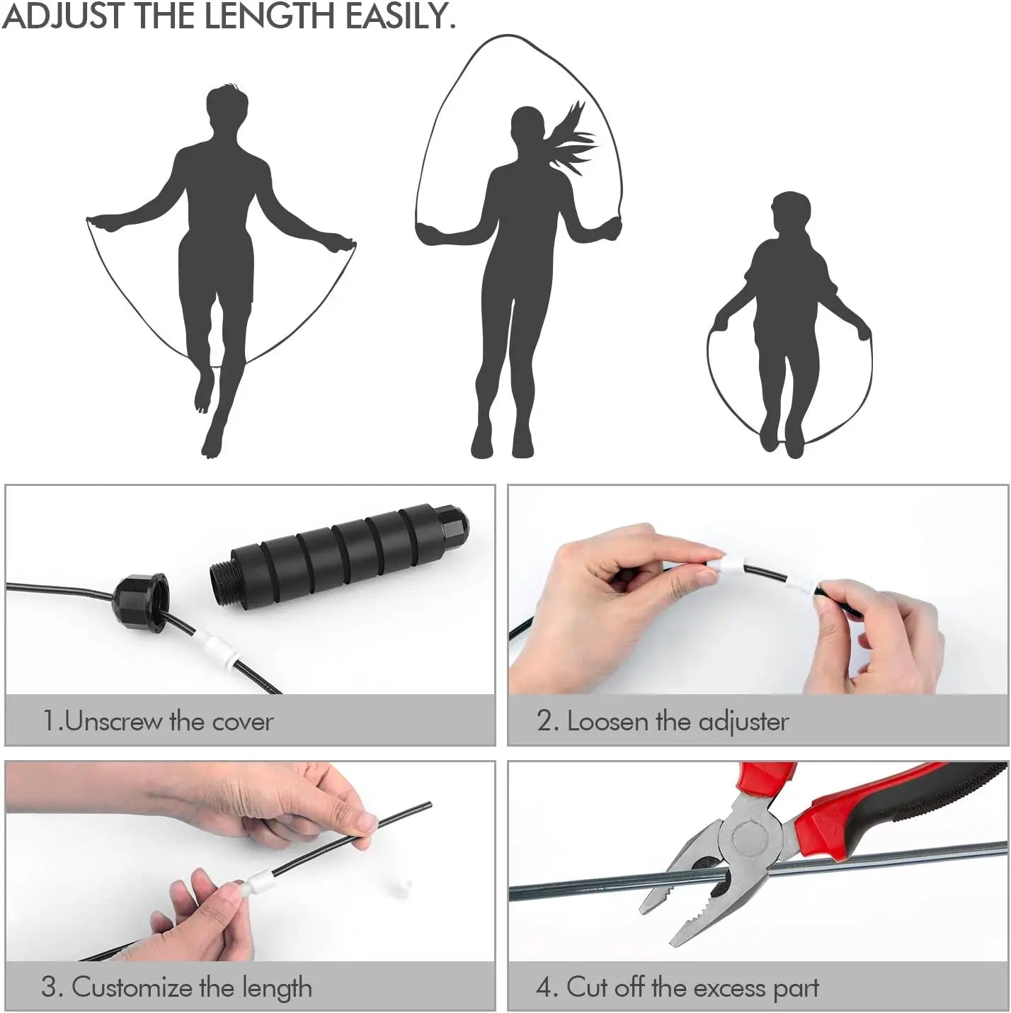 Jump Rope Tangle-Free Rapid Speed Jumping Cable Ball Bearings Adjustable Steel Workout Foam Handles Fitness Home Exercise